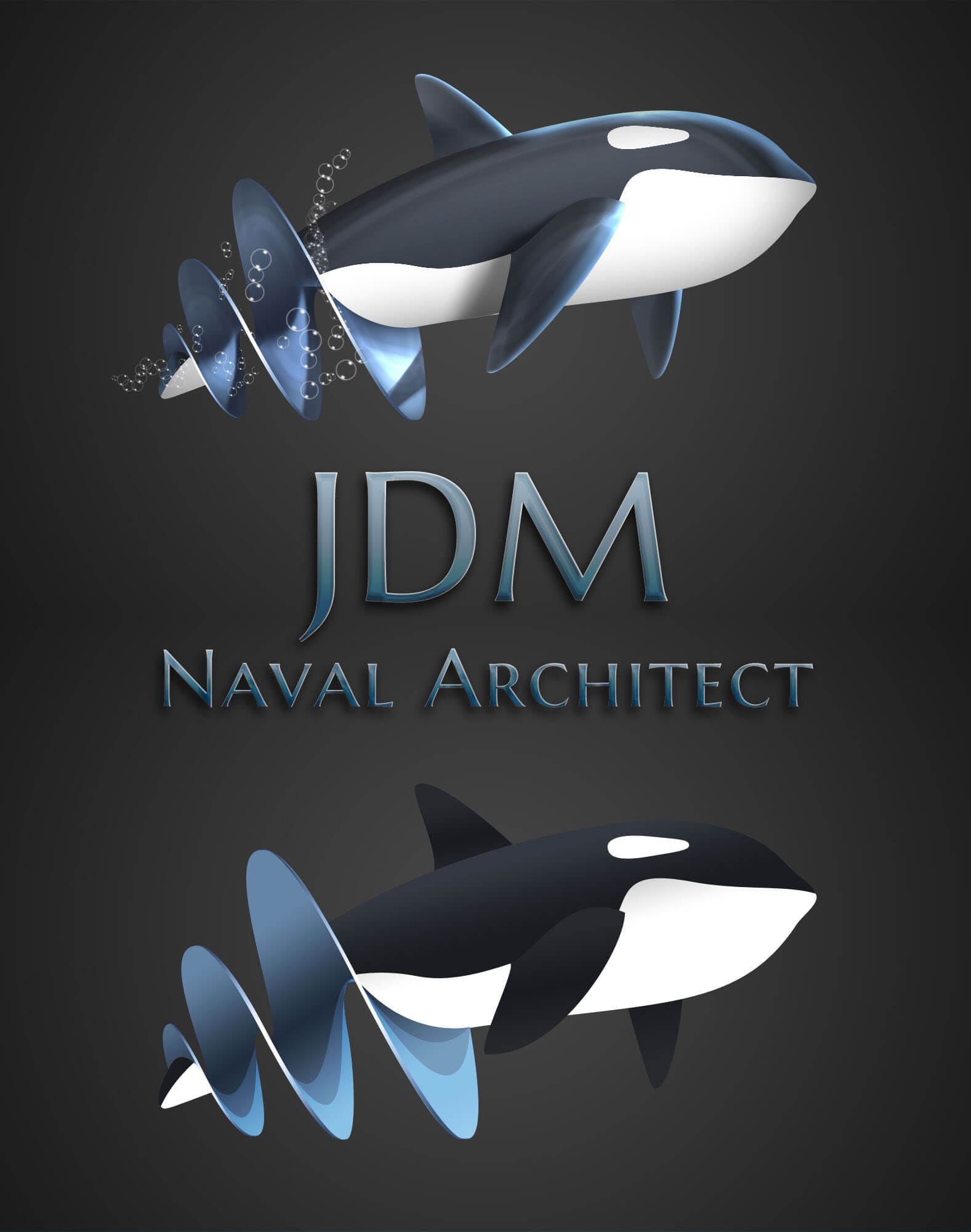 JDM Naval Architect final logo design with orca