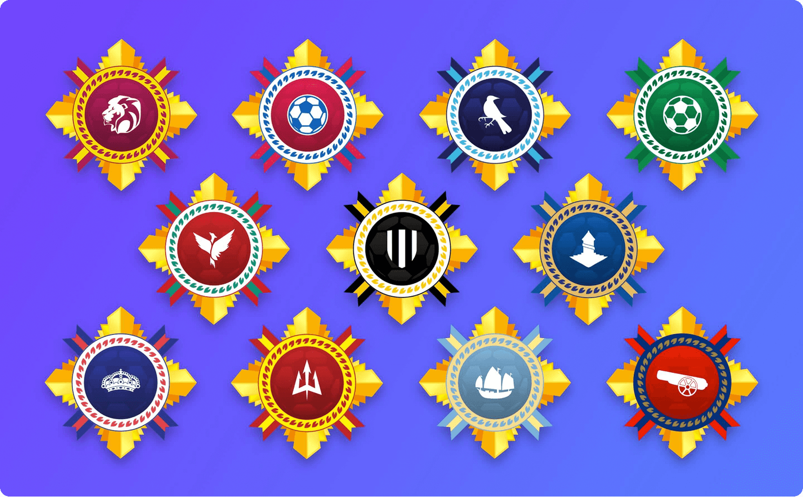 Newsfusion's popular soccer app badges showing various team emblems